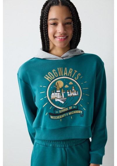 Penti Petrol Yeşili Harry Potter Baskılı Kapüşonlu Sweatshirt Petrol Mavısı Petrol Mavisi