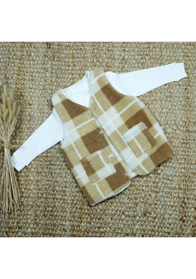 Flexi Polar Ekose Bebek Yelek Kahverengi
