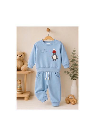 Omeca Concept Penguen Baskılı 2'li Erkek Çocuk Takımı Sweatshirt Ve Jogger Alt Günlük Bebek Eşofman Takımı mavi Omeca Concept Penguen Baskılı 2'li Erkek Çocuk Takımı Sweatshirt Ve Jogger Alt Günlük Bebek Eşofman Takımı mavi