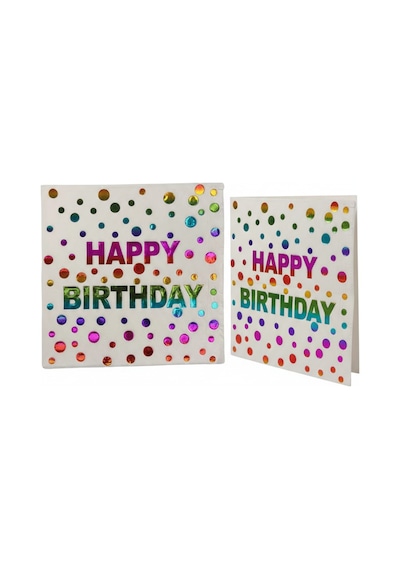 Peçete Varaklı Happy Birthday Yazı Beyaz Üst Rengarenk