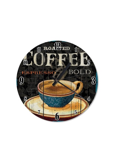 Espresso Kahve Fincanı Mutafak Tipi Duvar Saati (408149872) Çok Renkli