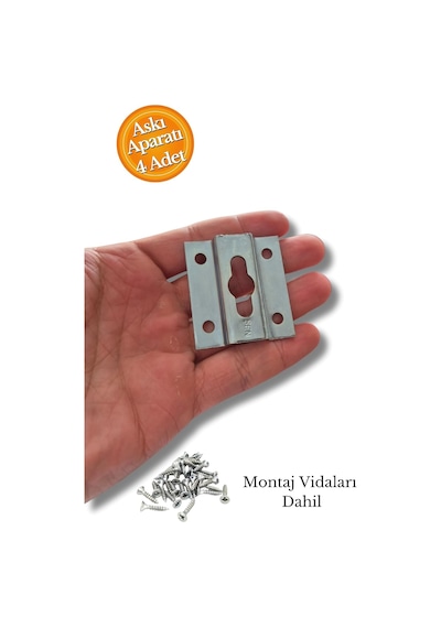 Ayna Askı Aparatı - Ağır Tablo Çerçeve Askı Aparatı - Vidalı Duvara Ayna Montaj Askı Kancası 1.5 Mm Sac Kalınlığı 4 Adet Çoklu Renk