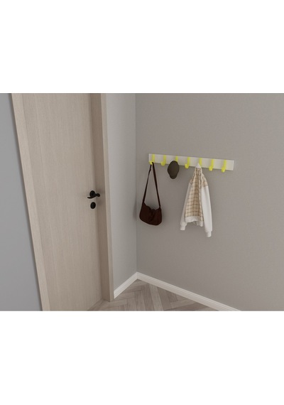 Hepsi3boyutlu Modern Duvar & Kapı Baston Askılık - 7 Adet Sarı J Askılık - Model No : 6 Sarı