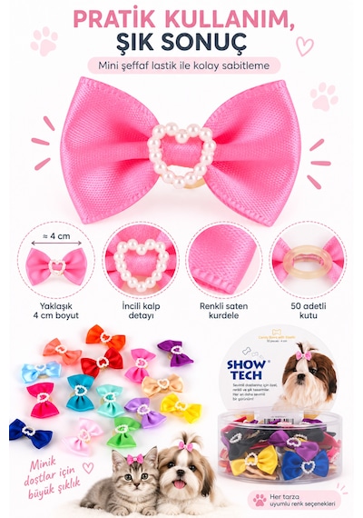 Showtech Candy Lastikli Kedi Köpek Tokası 50 Adetli Paket