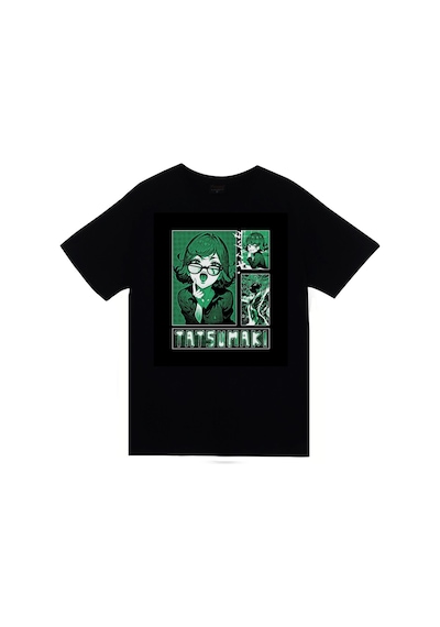 One Punch Man Tatsumaki Anime Baskılı Unisex %100 Pamuk Siyah T-shirt SIYAH