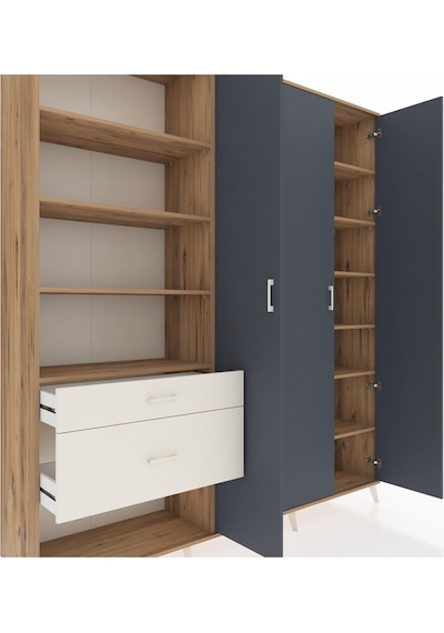 Hyperion Dolap 16 Raflı 2 Çekmeceli 3 Kapaklı 220x44x243 Çam-antrasit/aytaşı Antrasıt/aytası Hyperion Dolap 16 Raflı 2 Çekmeceli 3 Kapaklı 220x44x243 Çam-antrasit/aytaşı Antrasıt/aytası