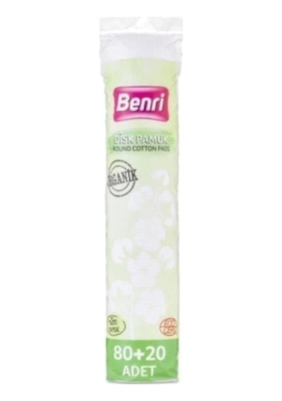 Benri Organik Makyaj Temizleme Pamuğu 80 + 20 Adet