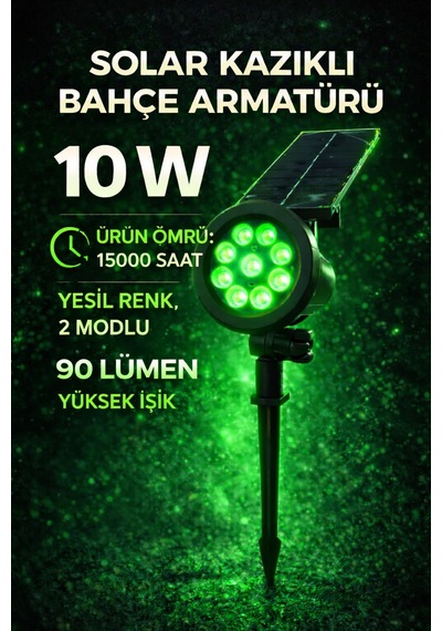 Güneş-solar Enerjili 10 W Yüksek Işık Çim Armetür Yeşil Renk