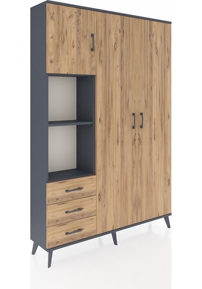 Arges Dolap 6 Raflı 3 Çekmeceli Tek Askılı 132x30x195 Antrasit-çam/çam Atlas Çam/atlas Çam Arges Dolap 6 Raflı 3 Çekmeceli Tek Askılı 132x30x195 Antrasit-çam/çam Atlas Çam/atlas Çam