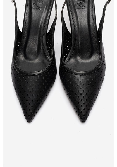 Luvishoes Uvıen Siyah Cilt Kadın Topuklu Ayakkabı