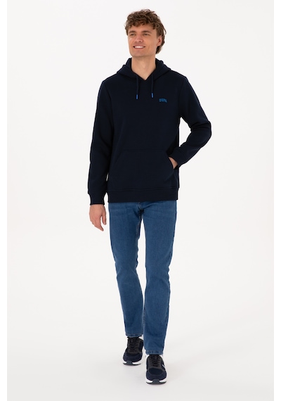 U.S. Polo Assn. Erkek Regular Fit Kapüşonlu Şardonlu Lacivert Basic Sweatshirt 50315582-VR033