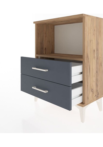 Arges Komodin 2 Çekmeceli 60x30x80 Çam-antrasit Çam