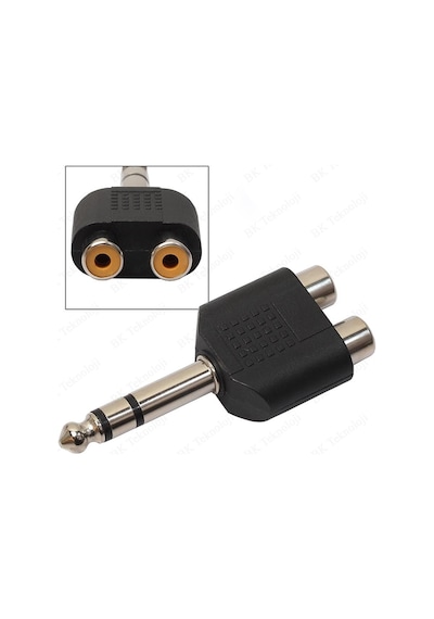 6.35mm 1/4 Erkek Stereo to 2RCA Dişi Çevirici Adaptör