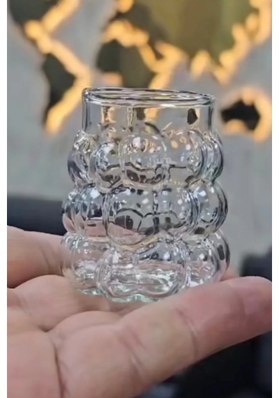 Tilbe Home 6'lı Mini Boncuk Şekilli Bardak Kahve Sunum Bardağı Isıya Dayanıklı Üzüm Bardak 90 Ml. Şeffaf
