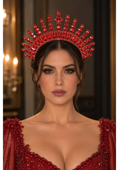 Kleopatra Alınlıksız-gelin Taçı Kına Party After Taç Kırmızı - 922947472 Kırmızı