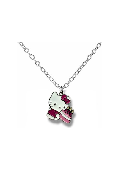Hello Kitty Doğum Günü Pasta Figürlü Kolye 60 Cm Zincirli Sevimli Ve Renkli Takı Çok renkli