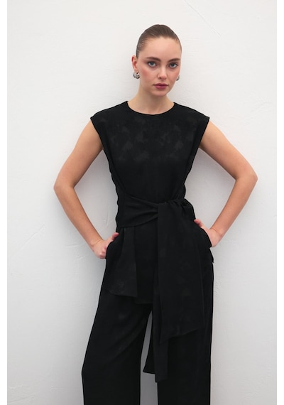 Sateen Camila Bluz - Siyah-137163 Siyah