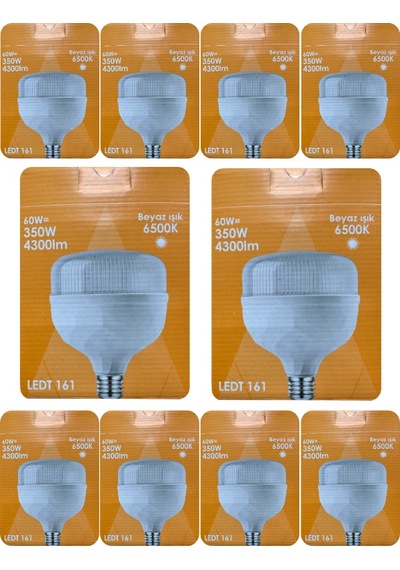 10 Adet Osaka 60w 350w Beyaz Işık E27 Duylu Kalın Duy Led Torch Ampul