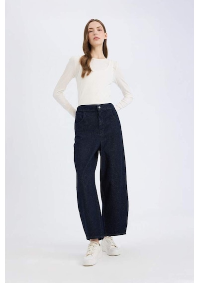 DeFacto Barrel Fit Beli Lastikli Bilek Boy Cepli Yumuşak Jean Pantolon E3873AX25SPNM82