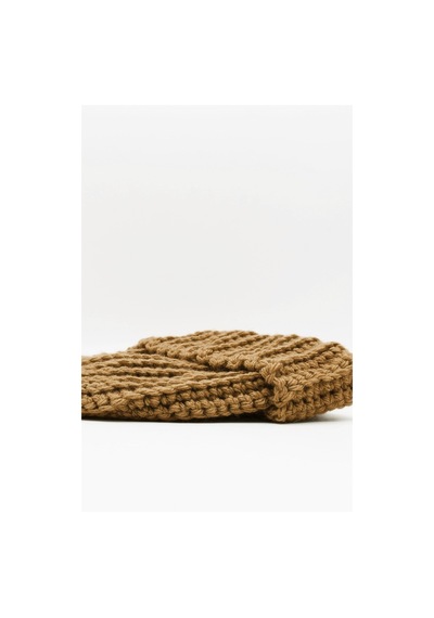 Külah Kadın Deve Tüyü El Örgüsü Mohair Yün Bere - Standart Camel