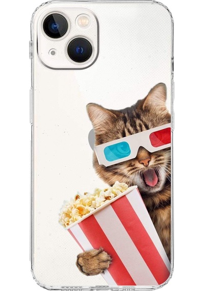 Apple Uyumlu iPhone 13 İle Kedi 1 Kamera Korumalı Şeffaf Kılıf