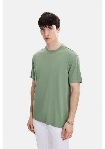 Backandbond Adayaçayı Regular Fit Örme Bisiklet Yaka Tişört Mint Yeşili