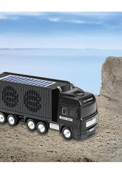 Tır Model Kablosuz Hoparlör Tf Kart Usb Bluetooth Fm Radyo Aux Destekli Bluetooth Speaker Güneş Enerjili Siyah