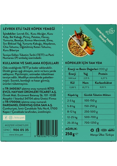 Kito Kuzu Etli Yavru Köpek Maması 2500 G + Kito Fresh Levrek Etli Köpek Yemeği 6'lı