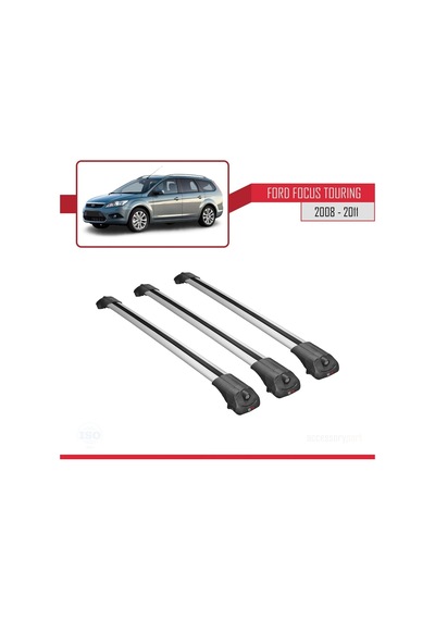 Ford Focus Tourıng 2008-2011 Arası İle Uyumlu Ace-1 Ara Atkı Tavan Barı Gri 3 Adet Bar