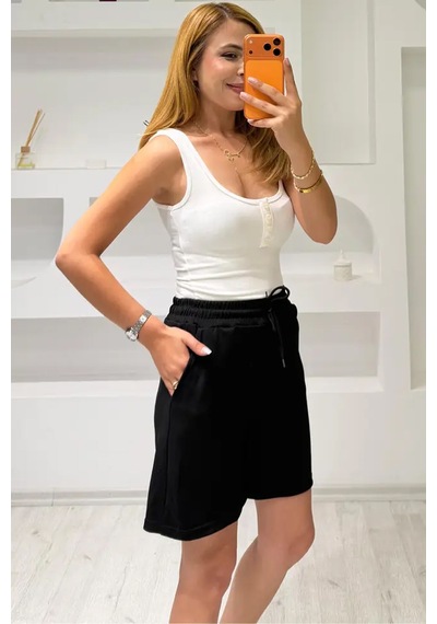 Fiolin Soft Touch Modal Kumaş Şort siyah