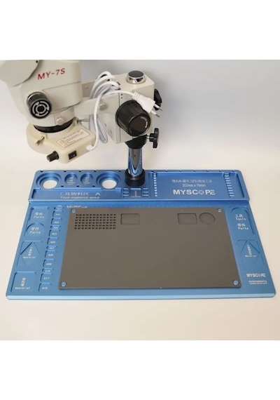 Myscope Td-7s Kamera Yuvalı Profesyonel Trioküler Beyaz Kafa Tamir Mikroskobu Geniş Mavi Çalışma Tablası My-7s