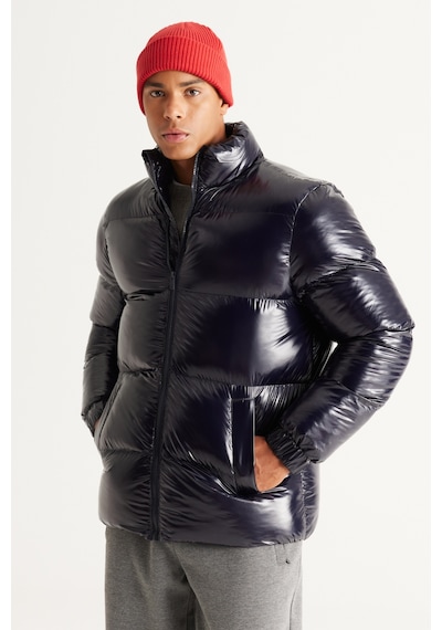 Ac&Co / Altınyıldız Classics Erkek Lacivert Standart Fit Normal Kesim Dik Yaka Mont Lacivert