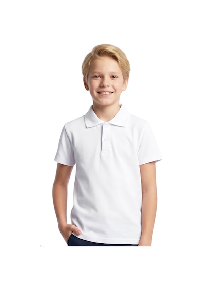 Modanino Erkek Çocuk %100 Pamuk Ve Okul Tarz T-shirt 4-16 Yaş 12726at Beyaz