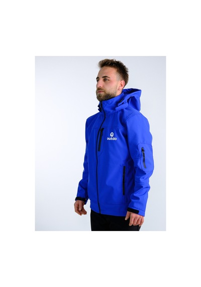 Outdo Premium Softshell Çıkarılabilir Kapüşonlu Mont Rüzgar Geçirmez Su İticidir Mavi Mavi