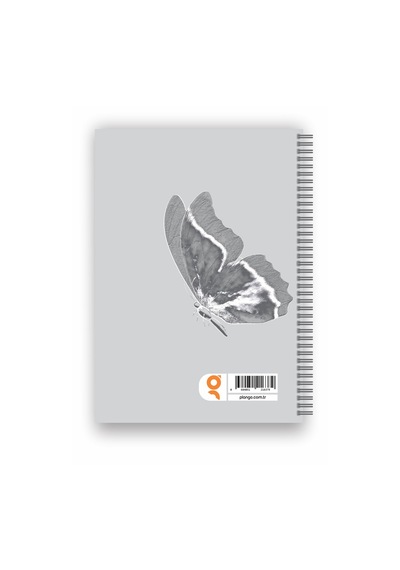 Gri Kelebek Spiralli Günlük Planlama Defteri - 100 Sayfa - 17x24 Planlayıcı Defter Beyaz - Mor