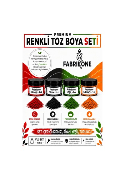 4'lü Set Premium Parafin Soya Wax Toz Mum Boyası Hobi Seti - 5 Cc Kırmızı, Siyah, Yeşil, Turuncu Bkfab4ksyt5g Çok Renkli