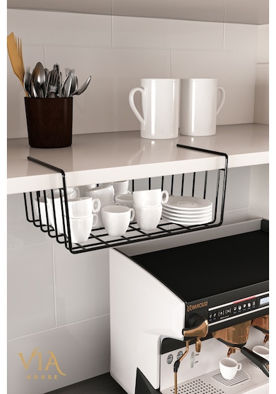 Dolap İçi Düzenleyici Kanguru Raf Asılabilir Raf Fincanlık Tabaklık Organizer Metal 35 X 26 Siyah Tr Diğer