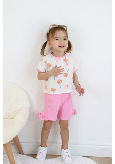 Harika Kids Kız Çocuk Lolipop Baskılı Şortlu İkili Takım 001