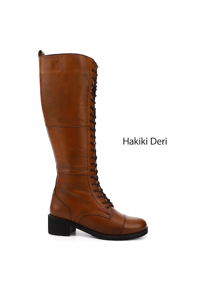 Gönderi(R) Gönderi R Taba Antik Fermuarlı Kalın Topuklu Postal Çizme