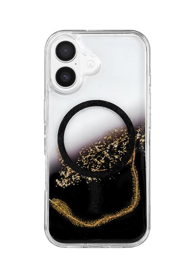 Onegif Apple iPhone Uyumlu 17 Lotus Simli Magsafe Kapak - Siyah