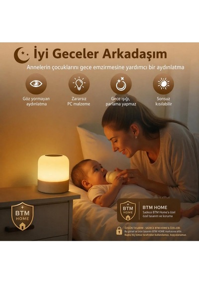 3 Renkli Şarjlı Gece Lambası Kumandalı Kablosuz Masa Lambası Çok Renkli