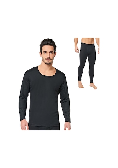 Tutku Erkek Siyah Termal Alt + Üst Tayt Içlik Fanila Thermal Model No-0125-0126 Siyah