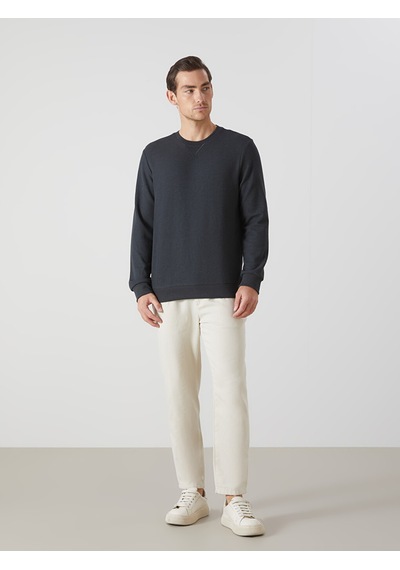Lcwaıkıkı Classic Antrasit Bisiklet Yaka Uzun Kollu Erkek Sweatshirt