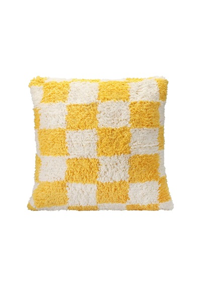 Pop Plaid Dokuma Yastık Sarı 45x45cm Açık Indigo