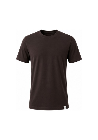 Kahverengi Bisiklet Yaka Kısa Kol Slim Fit Pamuklu Tişört 1011265166