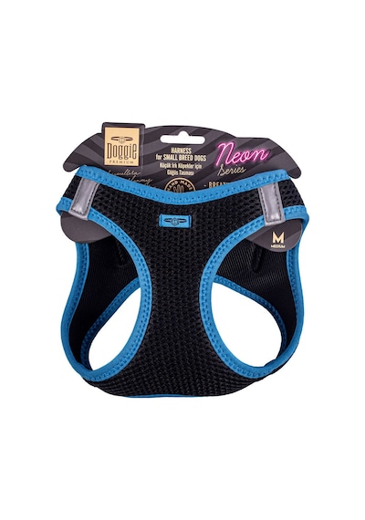 Doggie Havalı Dokuma Neon Serisi Küçük Irk Göğüs Tasması Mavi M-3 Mavi