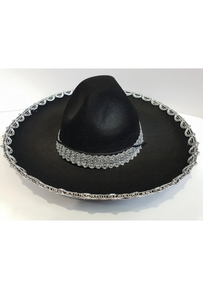 Eco Port Gümüş Renk Şeritli Meksika Mariachi Latin Şapkası 55 Cm Çocuk Çok Renkli