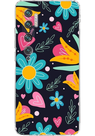 Xiaomi Mi Note 10 İle Uyumlu Retro Color 1 Kamera Korumalı Şeffaf Kılıf Şeffaf