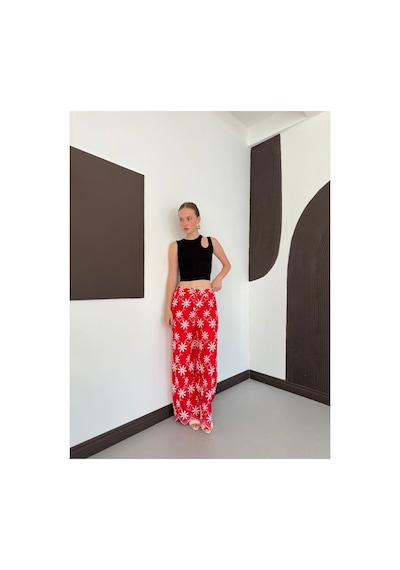 Verymoda D 2913 Nakışlı Pantolon D2913 Kırmızı