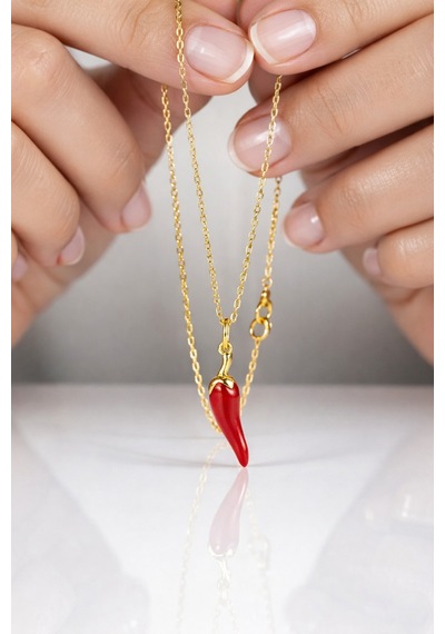 Çekirdekjewelry Işıklı Hediye Kutulu 925 Ayar Gümüş Kırmızı Biber Kolye Mine Kaplama, Şans Ve Nazar Temalı Çok Renkli Çekirdekjewelry Işıklı Hediye Kutulu 925 Ayar Gümüş Kırmızı Biber Kolye Mine Kaplama, Şans Ve Nazar Temalı Çok Renkli